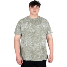 Mode Xl Büyük Beden Erkek T-Shirt Bisiklet Yaka Aşındırma Baskı U20037 Haki