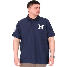 Mode Xl Büyük Beden Erkek T-Shirt Polo Yaka H Brouded U25312 Indigo