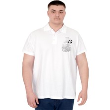 Mode Xl Büyük Beden Erkek T-Shirt Polo Sail Boat U25302 Beyaz