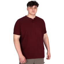 Mode Xl Büyük Beden Erkek Hakim Yaka Tişört Waffle U20036 Bordo