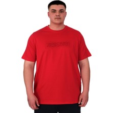Mode Xl Büyük Beden Erkek T-Shirt Bisiklet Yaka Reseve U25017 Kırmızı