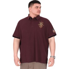 Mode Xl Büyük Beden Erkek Polo Yaka T-Shirt Nakışlı U25307 Mürdüm