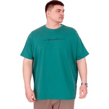 Mode Xl Büyük Beden Erkek T-Shirt Bisiklet Yaka Freedom U25033 Nefti