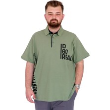 Mode Xl Büyük Beden Erkek T-Shirt Polo Yaka Real U25309 Çağla