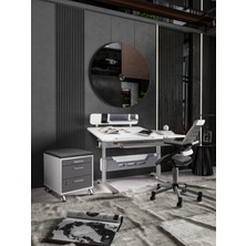 Creo Mobili Montessori Uyumlu Eğim Verilebilir Çalışma Masası + Sandalye + Keson - Beyaz/Gri - Vega Delüx