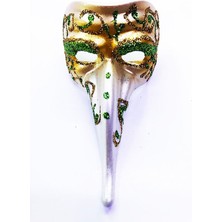 Resveq Yeşil Renk Işlemeli Seramik Malzemeden Imal Venedik Uzun Maske Magnet