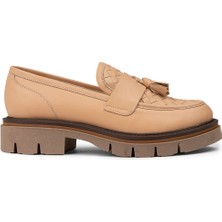 Deery Kadın Bej Hakiki Deri Loafer Ayakkabı - F2267ZPDRE01