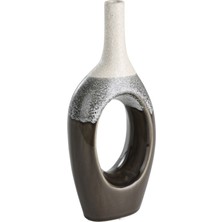 Eglo 421517 "ıwate" 27 cm Yüksekliğinde Bej Siyah Seramik Vazo