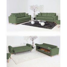 Nola Koltuk Takımı 3+3+3 & Bazalı Yataklı Koltuk & Kanepe - Yeşil