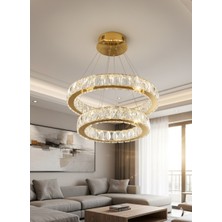 Gn Gen Aydınlatma Plaket Kristal Taş Işlemeli Gold Paslanmaz Ledli 30-40 cm