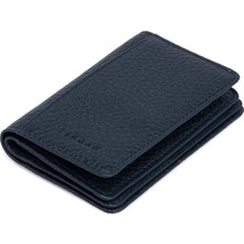 Tergan Lacivert Hakiki Deri Unisex Kartlık - Düz Tasarım Ve İşlevsellik İle 6x9.5 cm