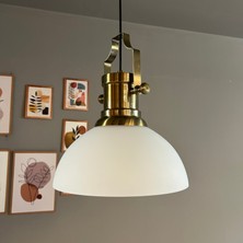 Perry Cam Tekli Avize Silindir Eskitme Beyaz Başlık Retro Sarkıt Lamba Restoran Salon Aydınlatma