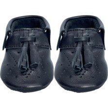 Evokids Hakiki Deri Parlak Siyah  Bebek Patiği