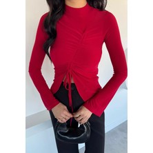 Asimetrik Kesim Ön Büzgülü Kadın Bluz P-00018523