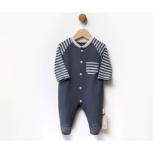 Cepli Çizgili Patikli Iki Iplik Tulum - Antrasit - 1 Ay - FLE252440-ANTRASIT-1 Ay Antrasit