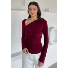 Kadın Drapeli V Yaka Bluz P-00018522