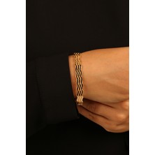  3 Sıra Zikzak Ajda Model Altın Bileklik CGKBLK0352