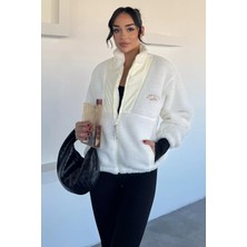 Kadın Renk Garnili Astarlı Peluş Mont P-00018500