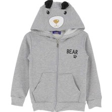 Bear Baskılı Kapüşonlu Fermuarlı Iki Iplik Şardonlu Sweatshırt - Gri - 3 Yaş - ATA30674.0-GRI-3 Yaş Gri