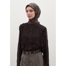 Leana Desen Pamuklu Viskon Eşarp Acı Kahve