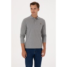 U.S. Polo Assn. Erkek Regular Fit Polo Yaka Grı Melanj Basic Sweatshirt 50313772-VR086