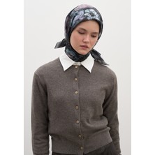 Rosıne Desen Pamuklu Viskon Eşarp Antrasit