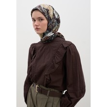 Fresh Siyah Jasmıne Joy Desen Pamuklu Viskon Eşarp