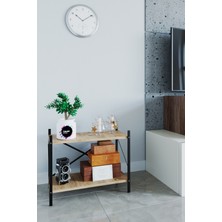 Metal Kitaplık 2 Raflı Çok Amaçlı Dosya Kitap Rafı Ofis Salon Raf Ceviz