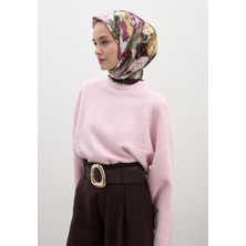 Rose Breeze Desen Pamuklu Viskon Eşarp Mürdüm