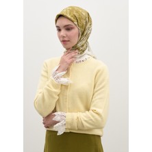 Secret Elegance Desen Pamuklu Viskon Eşarp Yağ Yeşili