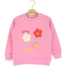 Papatya Daısy Nakışlı Iki Iplik Sweatshırt - Pembe - 2 Yaş - NSL411-PEMBE-2 Yaş Pembe