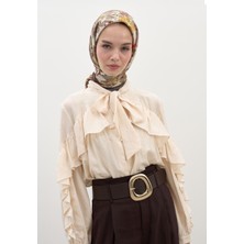 Jasmıne Joy Desen Pamuklu Viskon Eşarp Kahve