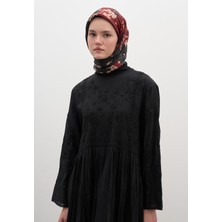 Tıny Plumerıa Desen Pamuklu Viskon Eşarp Kırmızı