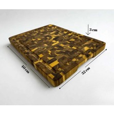 Akasya Kesme Tahtası Xlarge Boy Endgraın 40X32X3 cm Masif Ahşap Doğrama Tahtası Sunum Tahtası