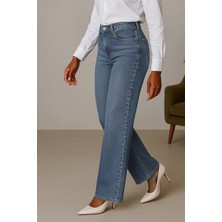 Cedy Denim Kadın Palazzo Yüksek Bel Cotton Jean Pantolon