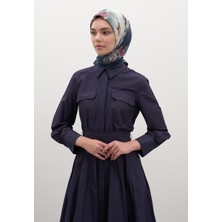 Marıelle Desen Pamuklu Viskon Eşarp Lacivert