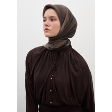 Ombre Desen Pamuklu Viskon Eşarp Kahve