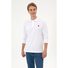 U.S. Polo Assn. Erkek Regular Fit Polo Yaka Beyaz Basic Sweatshirt 50313772-VR013