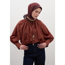 Ombre Desen Pamuklu Viskon Eşarp Kiremit