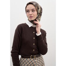 Rosıne Desen Pamuklu Viskon Eşarp Kahve