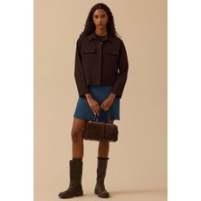 Seçil Kadın Düğmeli Cep Kapaklı Ceket 0005 Kahverengi