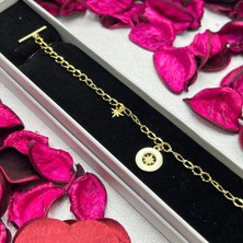 Victoria 925 Ayar Gümüş Yuvarlak Figürlü Kadın Bileklik – Şık Takı, Altın Kaplama