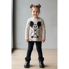 Miniğimin Cicileri Mnn Fiyonk Kadife Baskılı Kız Çocuk Sweatshirt - Bej