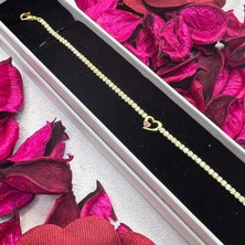 Victoria Kalp Figürlü Kadın Bileklik 925 Ayar Gümüş Altın Kaplama Pembe Taşlı Zarif Tasarım