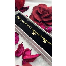 Victoria Yıldız Figürlü Kadın Bileklik 925 Ayar Gümüş Altın Kaplama