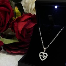 Victoria Kalp ve Nabız Figürlü Kadın Kolye 925 Ayar Gümüş Zirkon Taşlı