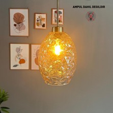 Veltro Cam Bal Rengi Tekli Avize Ince Eskitme Başlık Retro Sarkıt Lamba Salon Aydınlatma