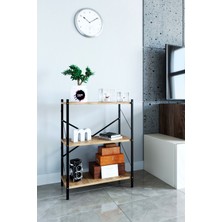 Metal Kitaplık 3 Raflı Çok Amaçlı Dosya Kitap Rafı Ofis Salon Raf Ceviz