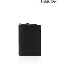 GÖNDERİ Kadın Siyah  Gön Hakiki Deri Unisex Kartlık 06205
