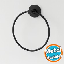 Siyah Yuvarlak 16 cm Banyo Mutfak Lavabo Pratik Havluluk Askılığı Vidalı